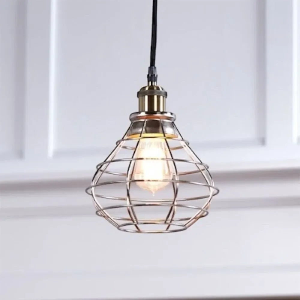 Style Selections Ravensport Silver Cage Pendant Light Shade Industrial Set of 2